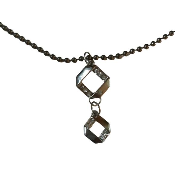Hand Crafted Ball Chain Silver Rhinestone Pendant - Picture 3 of 3